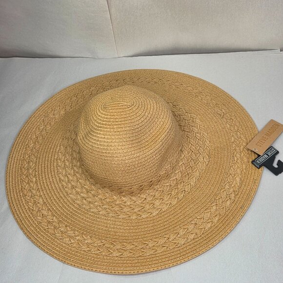 NWT Steve Madden Women's Braided Straw Floppy Tan Hat - Picture 1 of 2